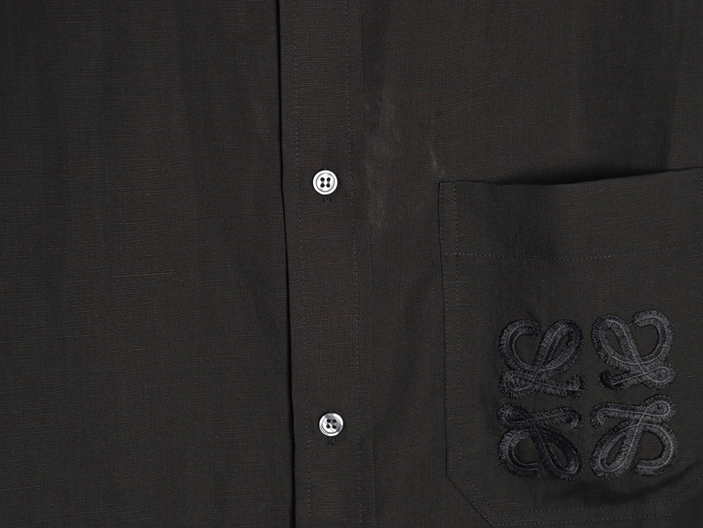 L0ew* embroidered linen long-sleeved shirt