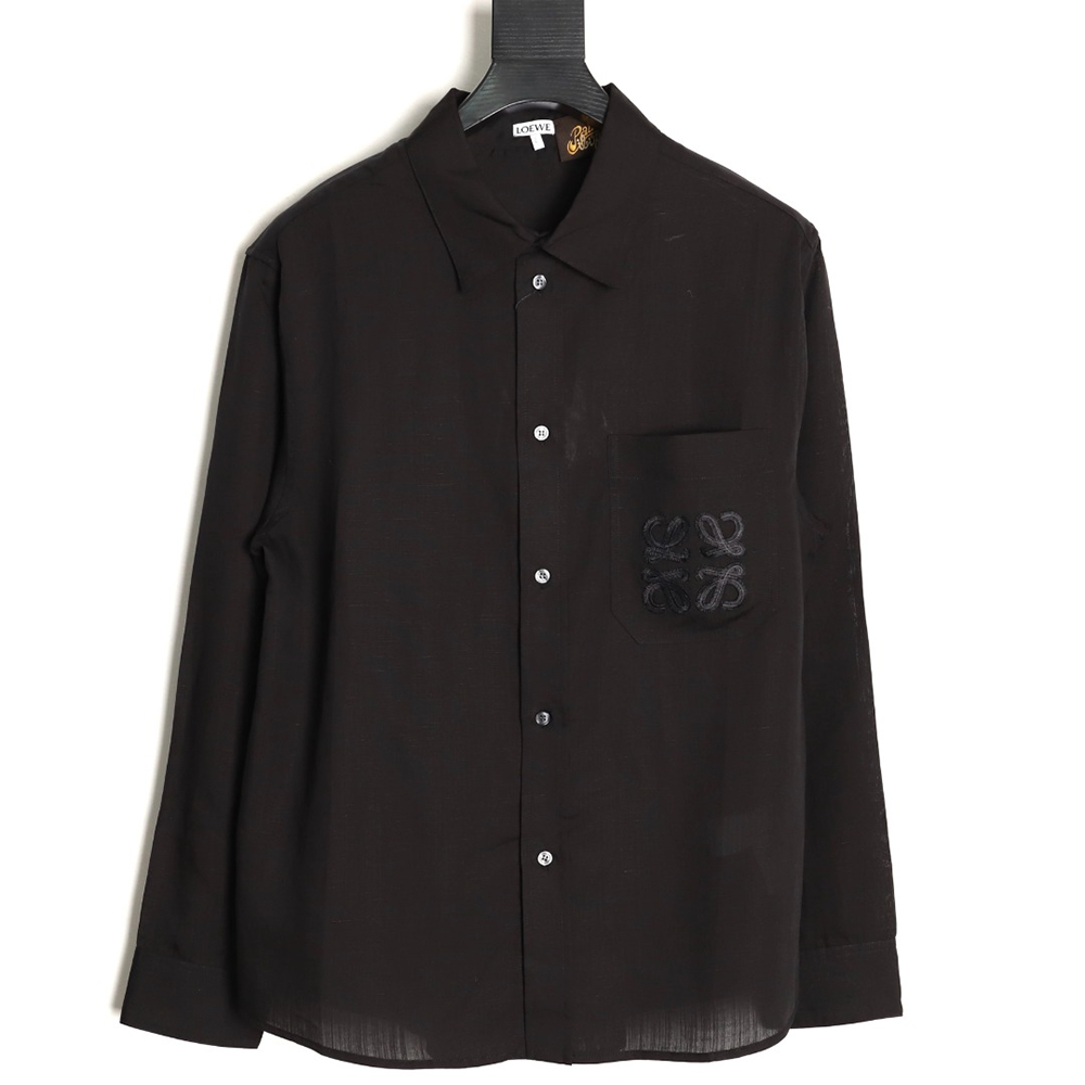 L0ew* embroidered linen long-sleeved shirt