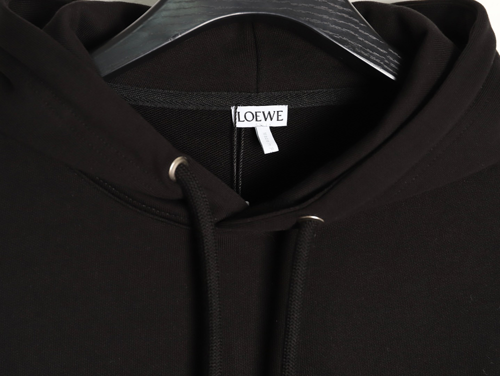 L0ew* chest-embossed logo leather pocket hooded sweatshirt