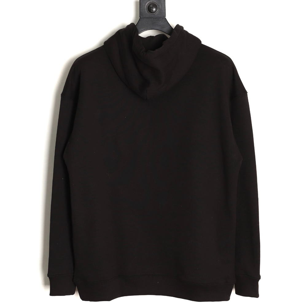 L0ew* chest-embossed logo leather pocket hooded sweatshirt