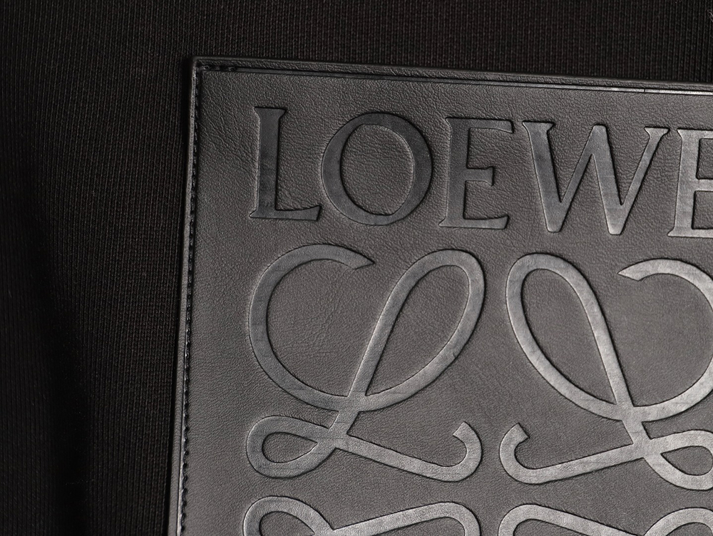L0ew* chest-embossed logo leather pocket hooded sweatshirt