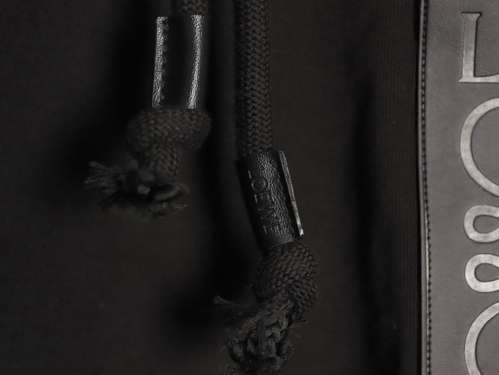 L0ew* chest-embossed logo leather pocket hooded sweatshirt