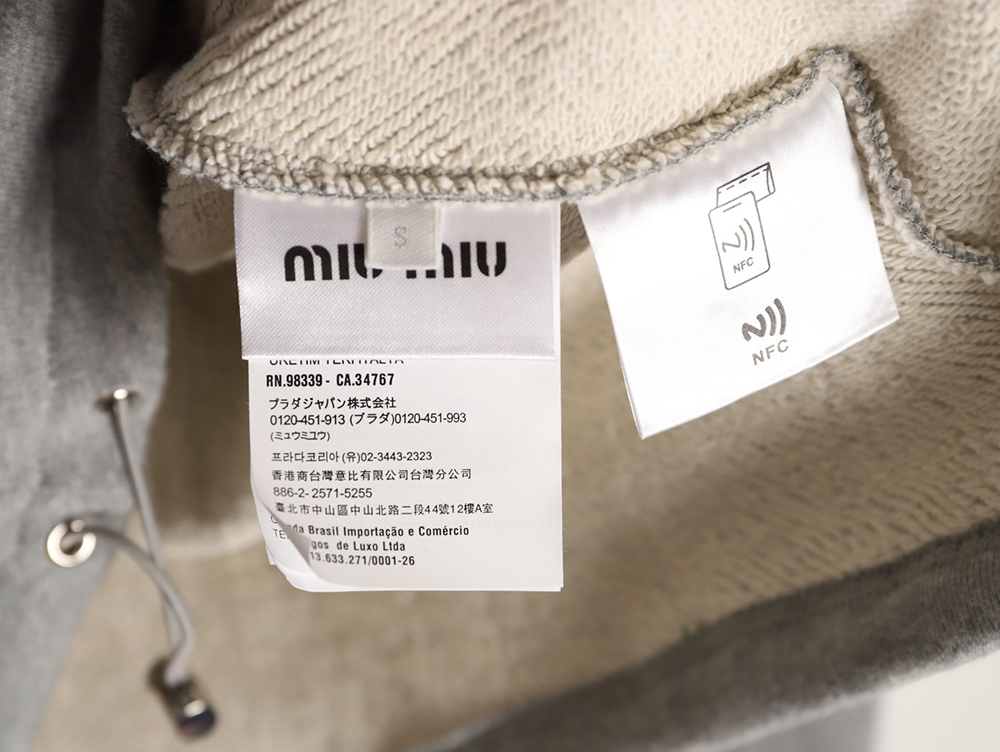 Miu Miu small embroidered zipper cotton and linen stand-up collar jacket
