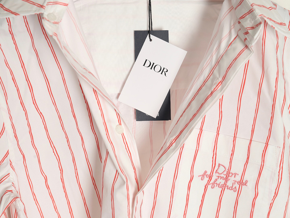 D*or striped shirt with pocket embroidery