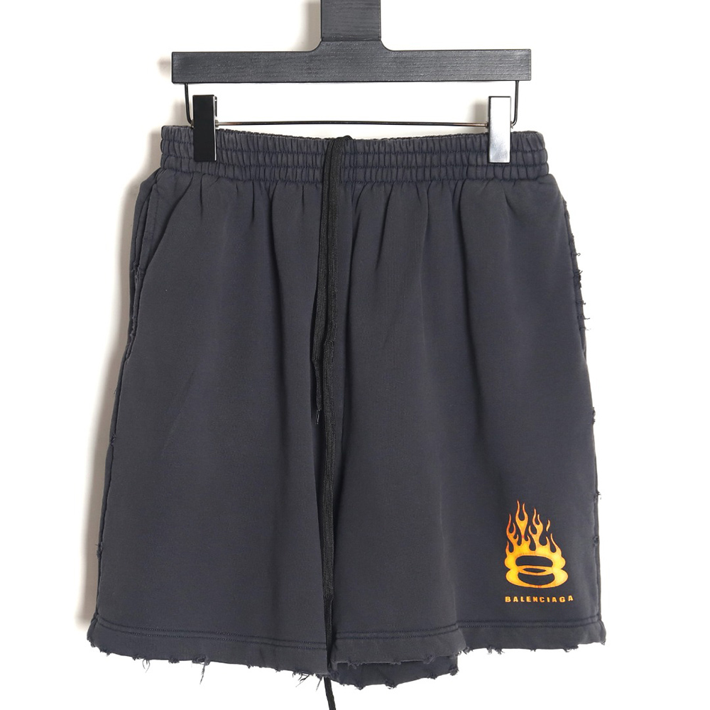 Ba*len*cia*ga flame double ring washed shorts
