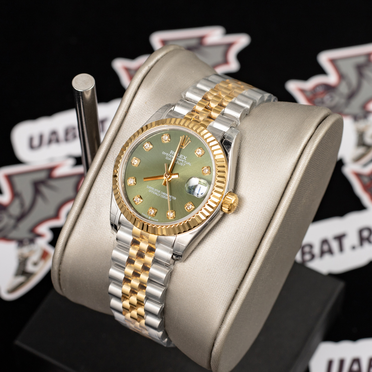 datejust 31mm green 10 Di*m*nd steel rolesor jubilee 278273