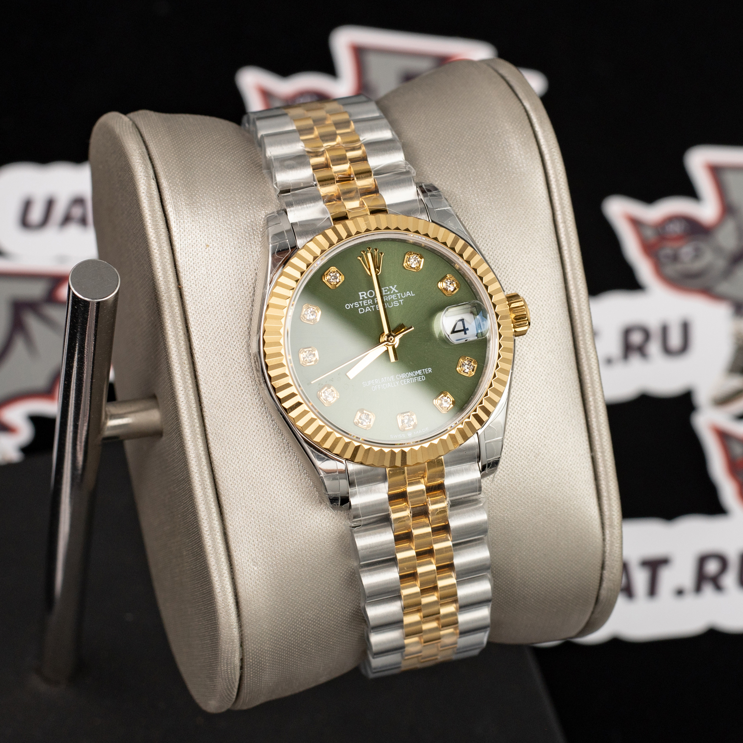 datejust 31mm green 10 Di*m*nd steel rolesor jubilee 278273