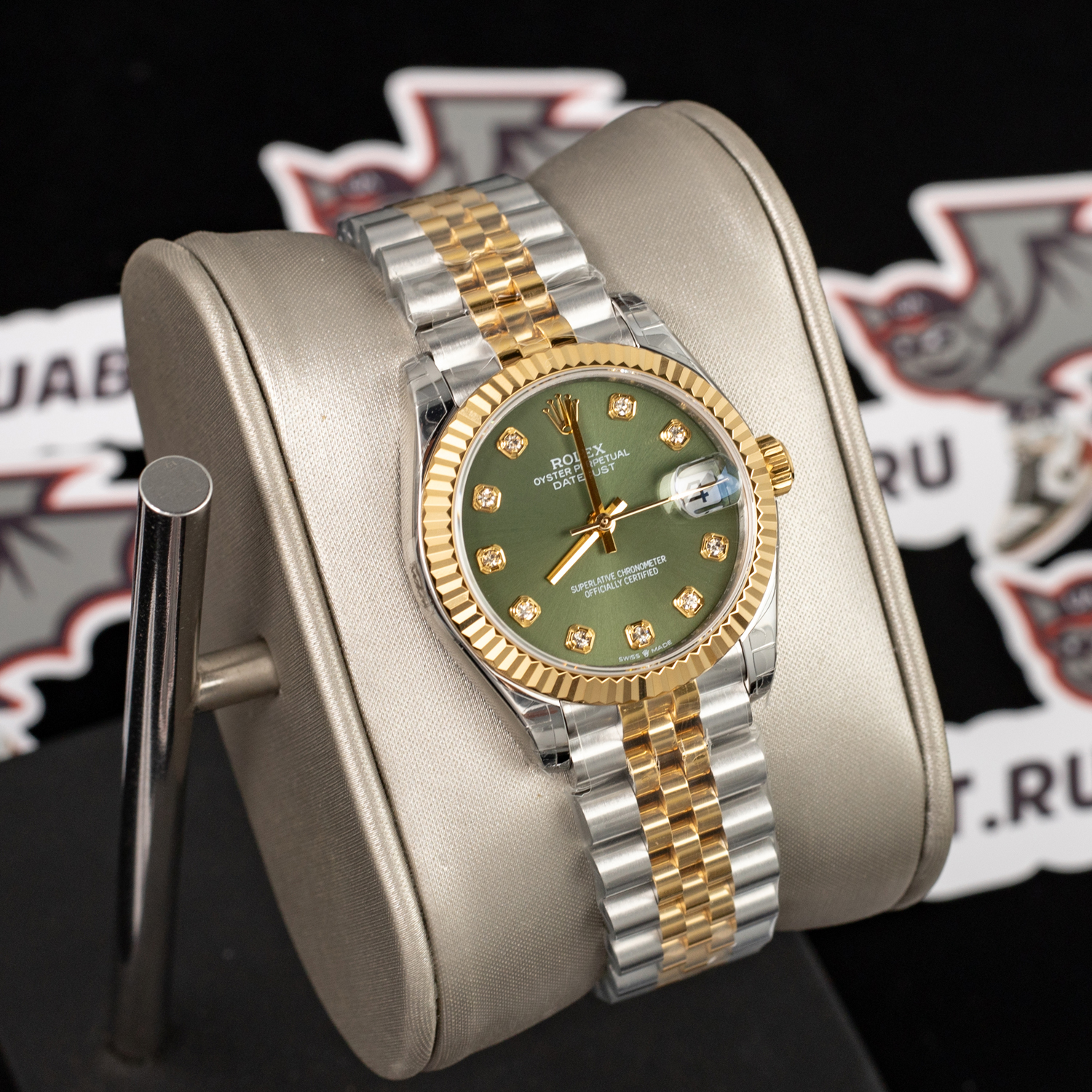 datejust 31mm green 10 Di*m*nd steel rolesor jubilee 278273