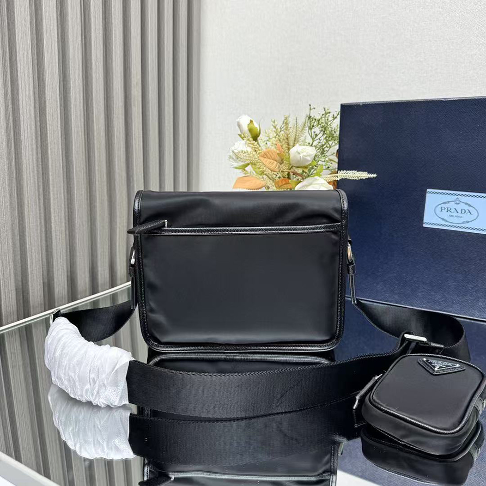 Pra*a re-nylon and saffiano leather shoulder bags 2vd034 22*16*8.5cm