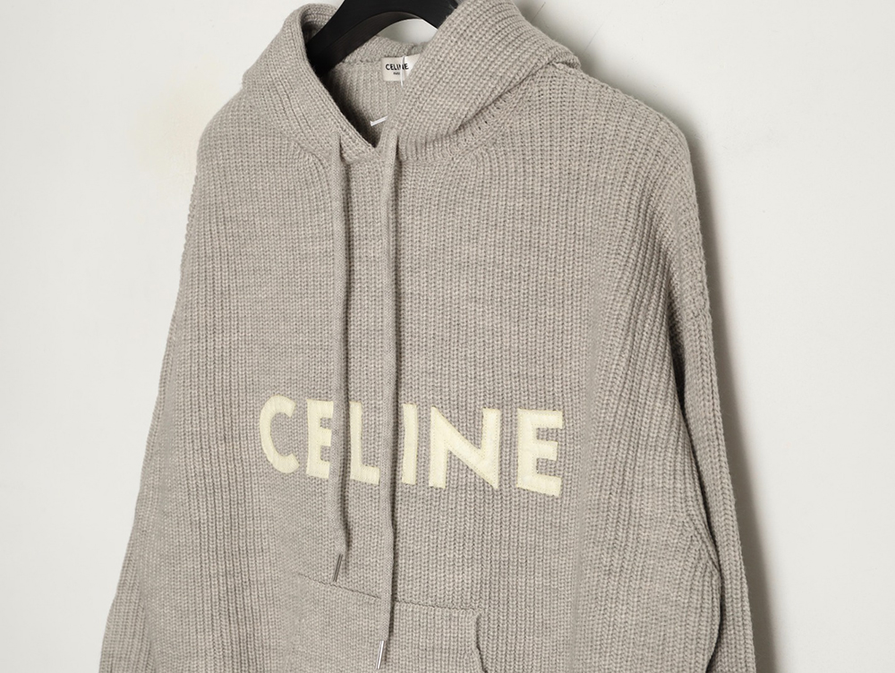 Ce**e hooded knitted sweater with lettering on the chest