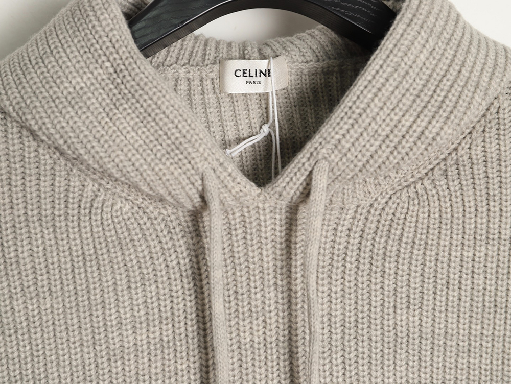 Ce**e hooded knitted sweater with lettering on the chest