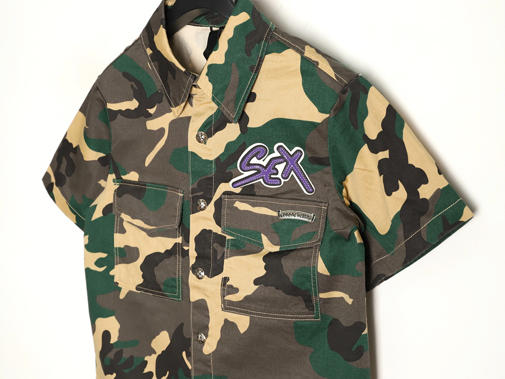Ch**me He**ts camouflage denim short-sleeved shirt