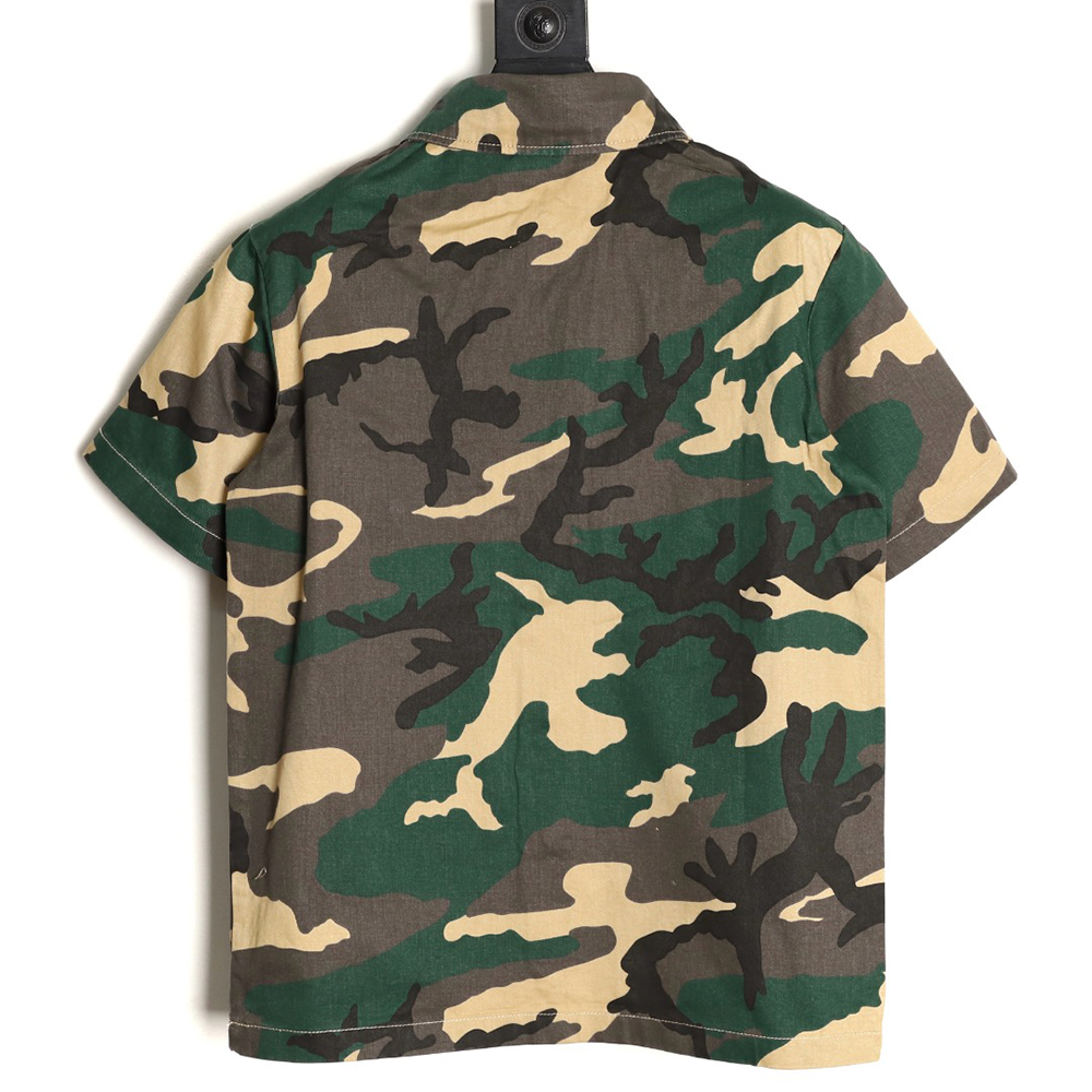 Ch**me He**ts camouflage denim short-sleeved shirt