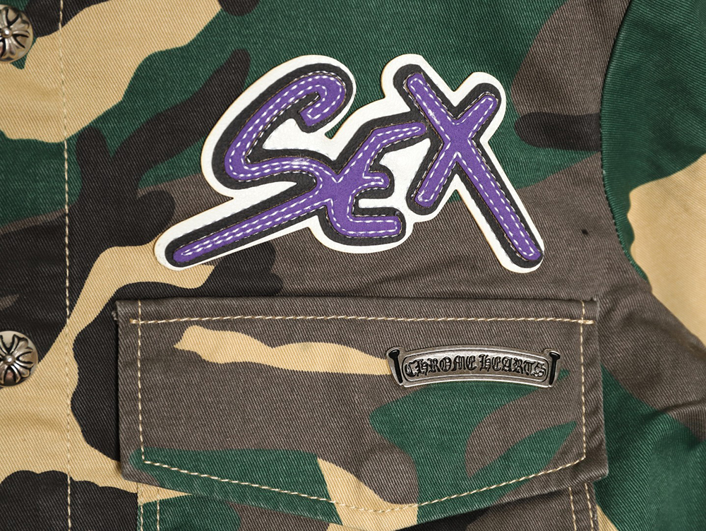 Ch**me He**ts camouflage denim short-sleeved shirt