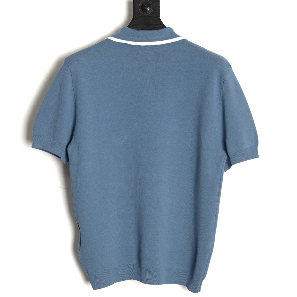 G*u*i contrast collar embroidered logo knitted polo short sleeve