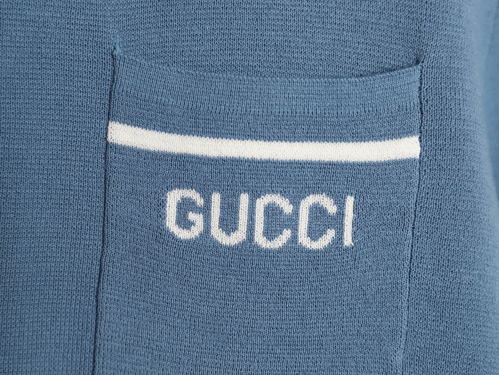 G*u*i contrast collar embroidered logo knitted polo short sleeve