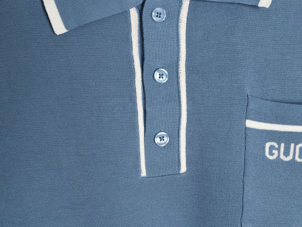 G*u*i contrast collar embroidered logo knitted polo short sleeve