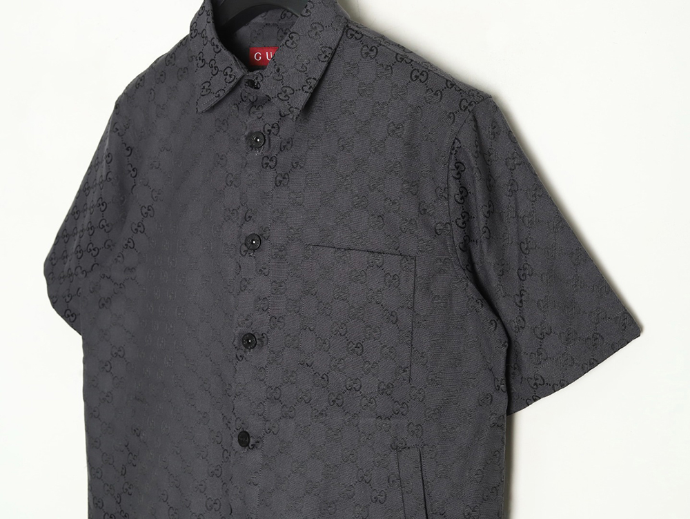G*u*i all-over monogram jacquard short-sleeved shirt