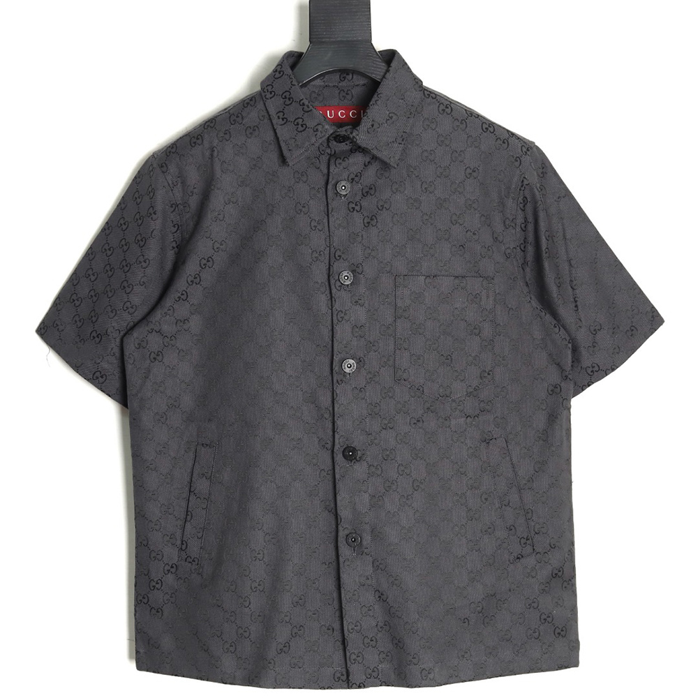 G*u*i all-over monogram jacquard short-sleeved shirt