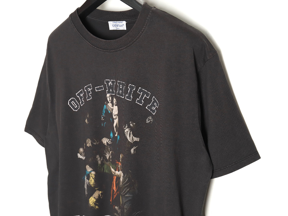 Off-white chest hymn Mary print washed short sleeves