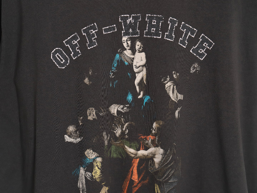 Off-white chest hymn Mary print washed short sleeves