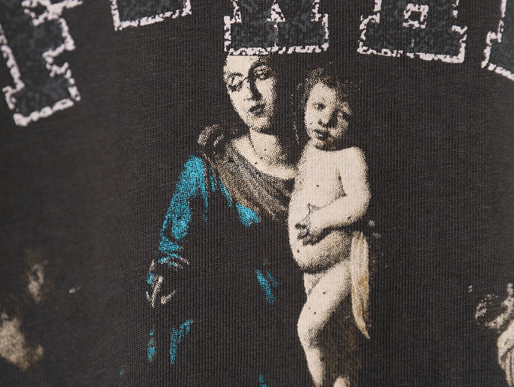 Off-white chest hymn Mary print washed short sleeves