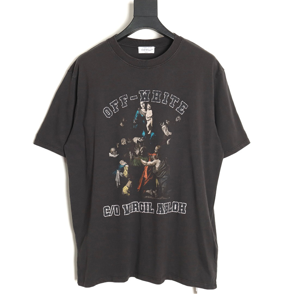 Off-white chest hymn Mary print washed short sleeves