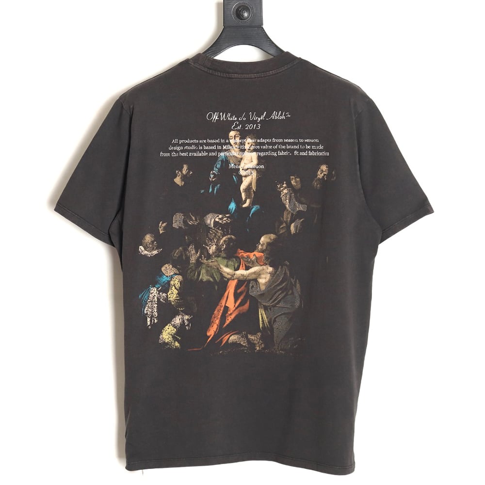 Off-white washed back color religious short sleeves