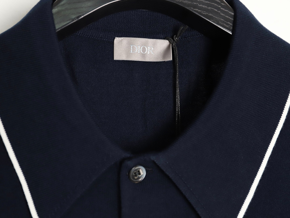 D*or embroidered small logo knitted polo short-sleeved