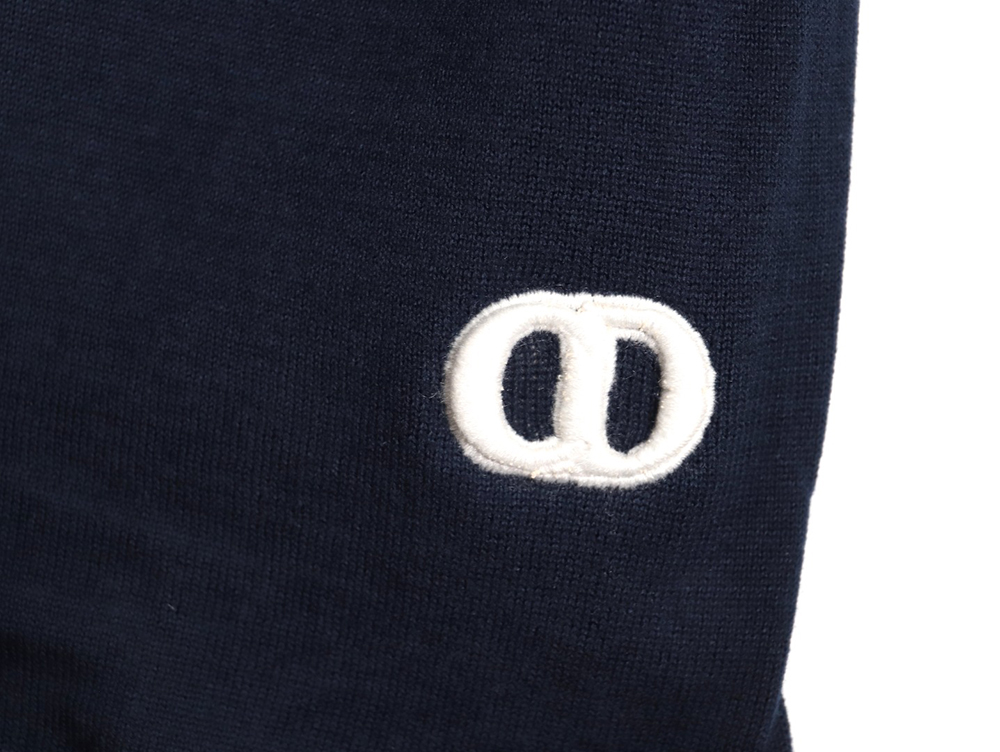 D*or embroidered small logo knitted polo short-sleeved