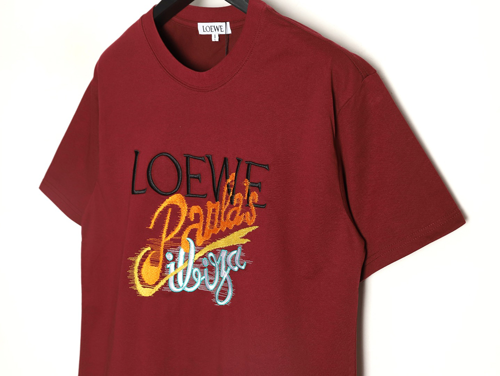 L0ew* letter embroidered short sleeves