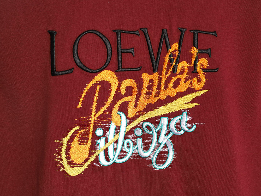 L0ew* letter embroidered short sleeves