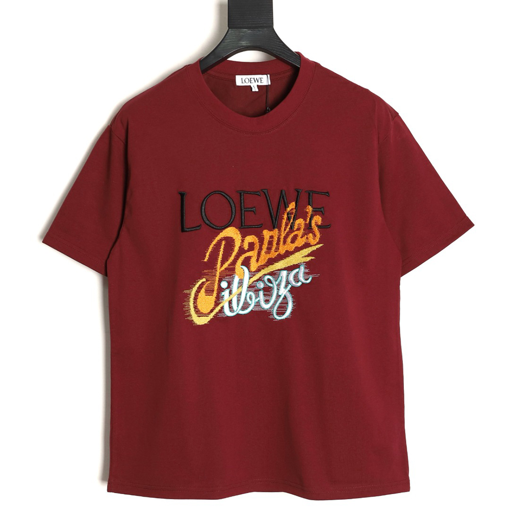 L0ew* letter embroidered short sleeves
