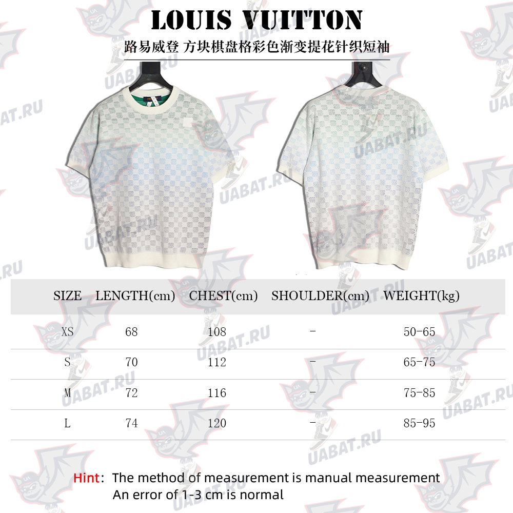 l0*is V*t0n checkerboard color gradient jacquard knit short sleeves
