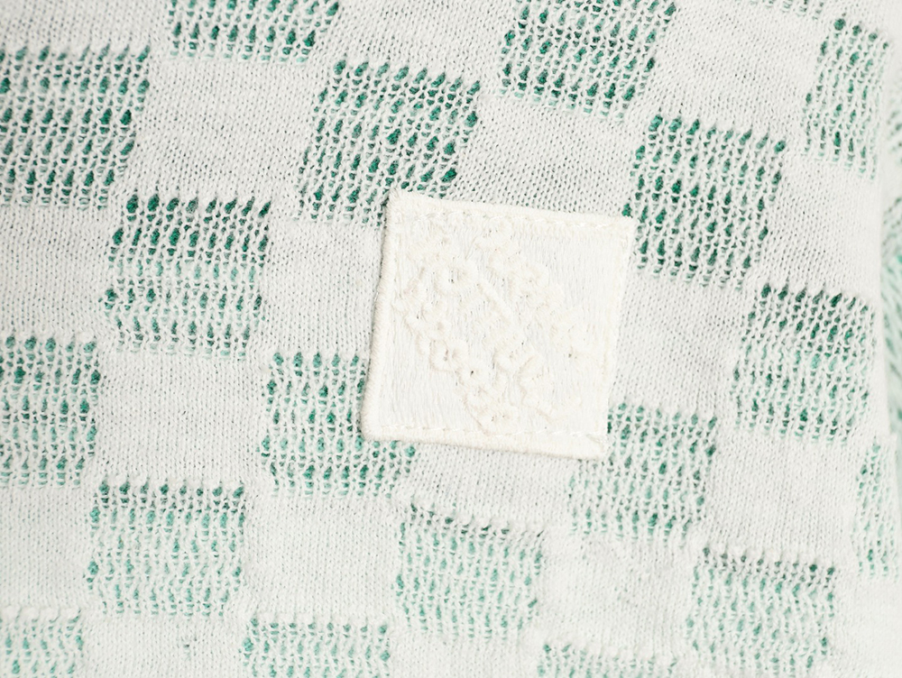 l0*is V*t0n checkerboard color gradient jacquard knit short sleeves