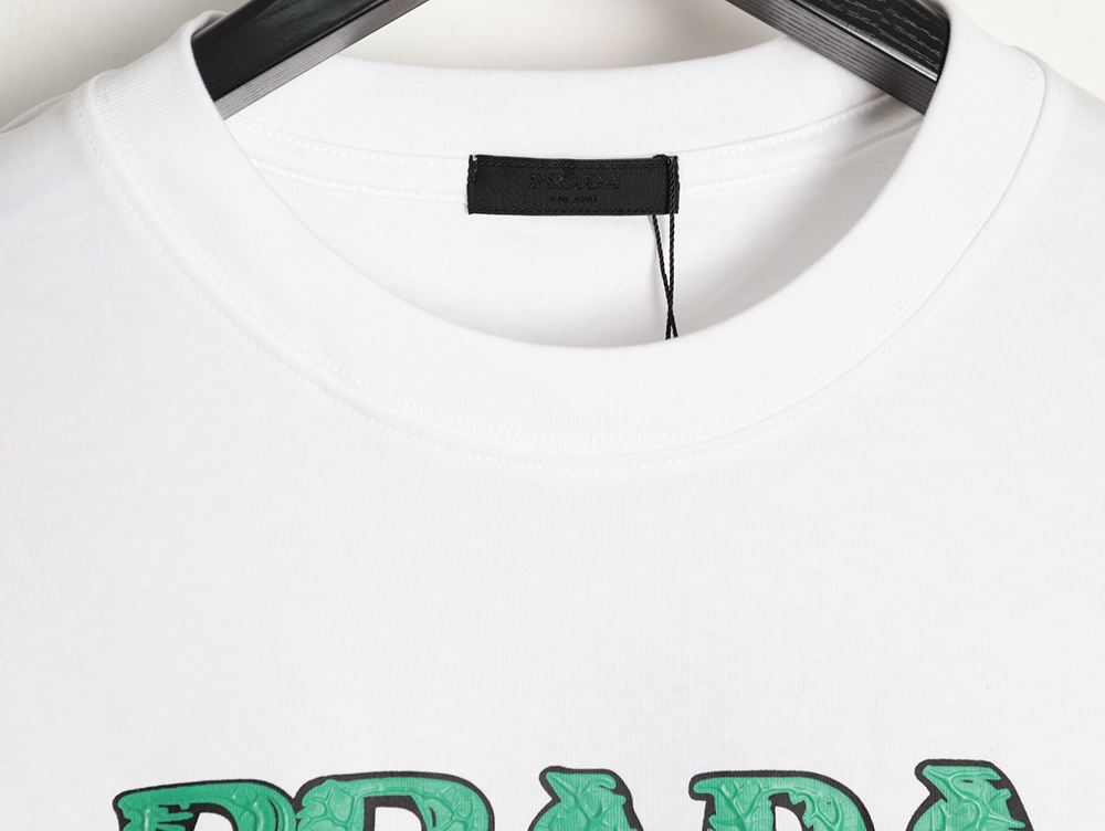 Pra*a green letter logo print short sleeves
