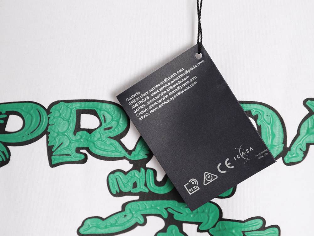 Pra*a green letter logo print short sleeves