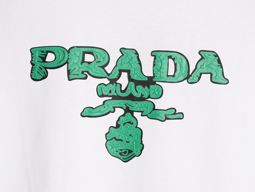 Pra*a green letter logo print short sleeves