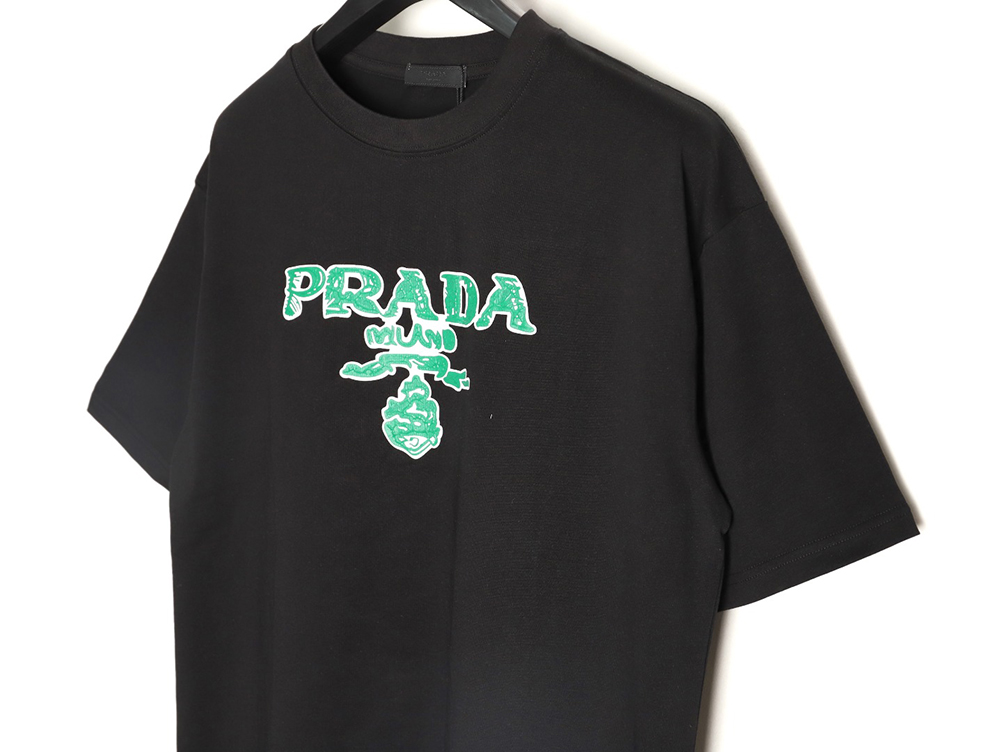 Pra*a green letter logo print short sleeves tsk1