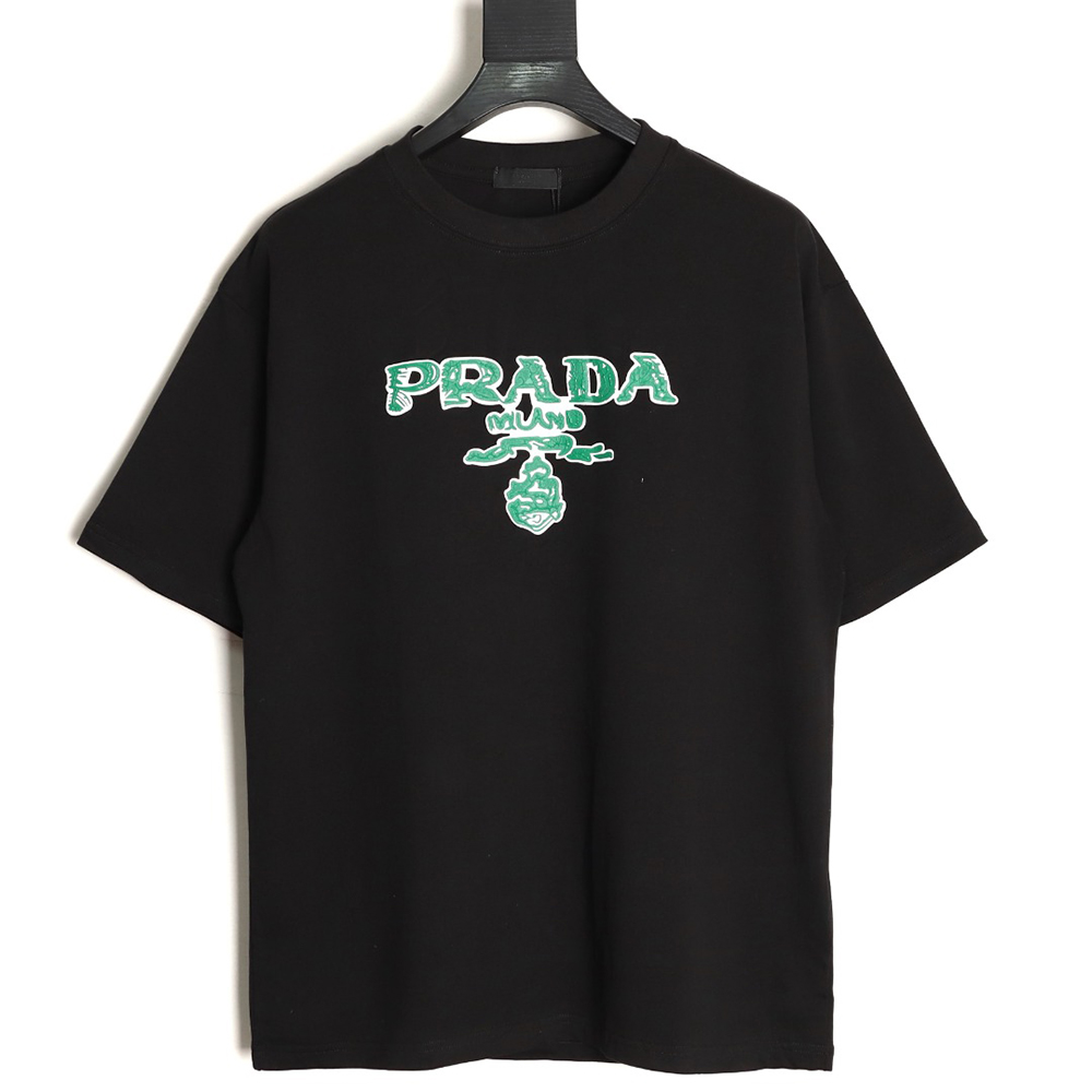 Pra*a green letter logo print short sleeves tsk1