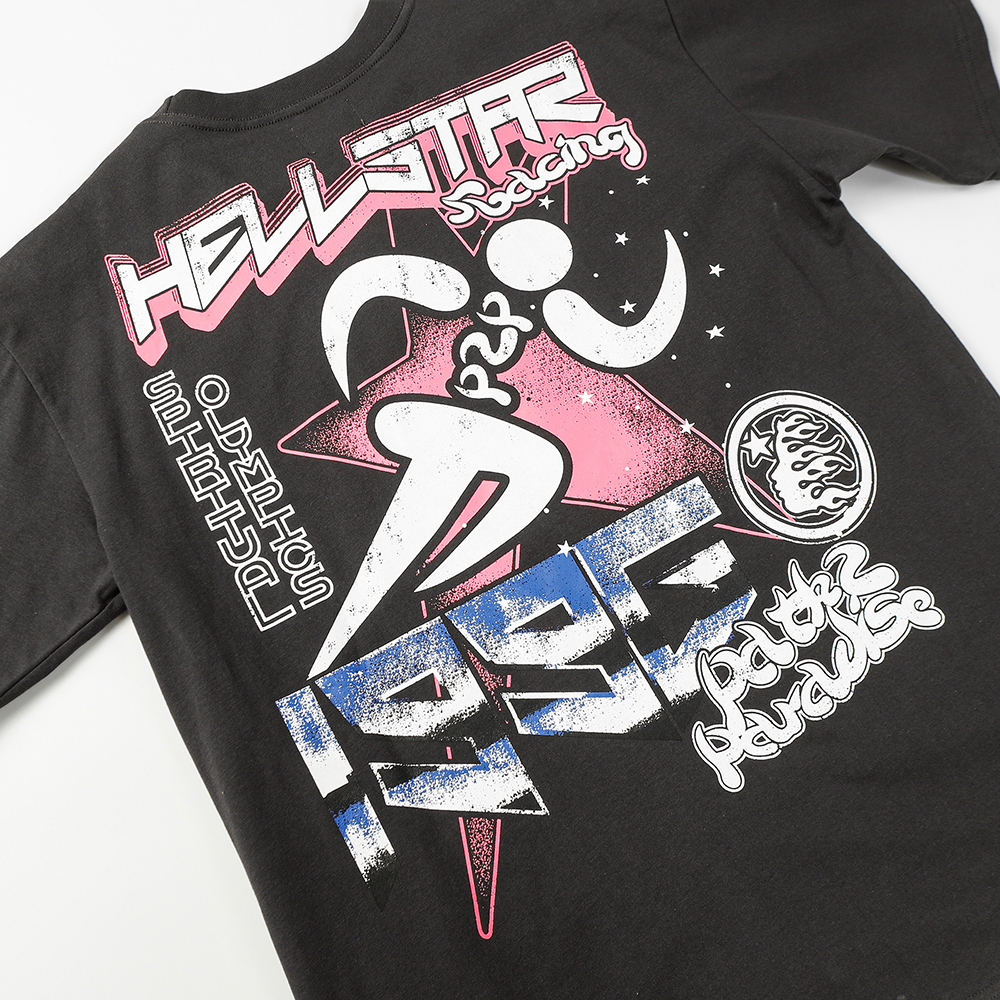 Hell star Spiritual Running print hip-hop short-sleeved T-shirt