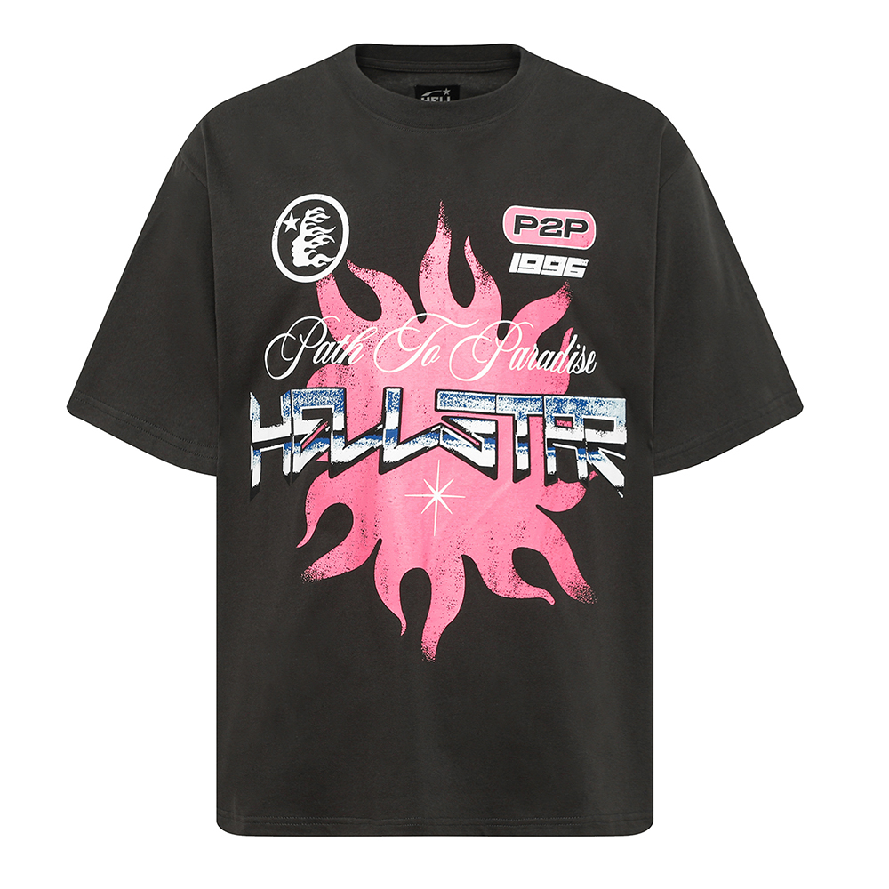 Hell star Spiritual Running print hip-hop short-sleeved T-shirt