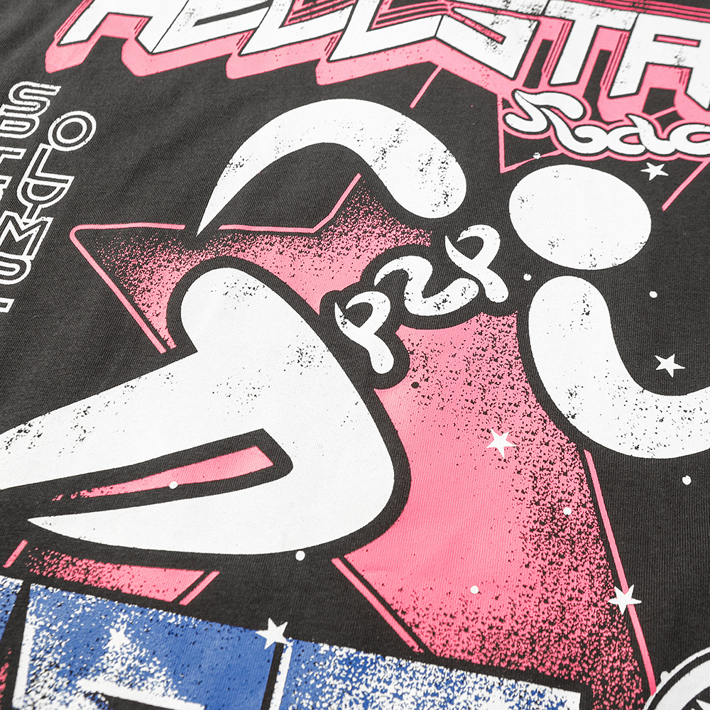 Hell star Spiritual Running print hip-hop short-sleeved T-shirt