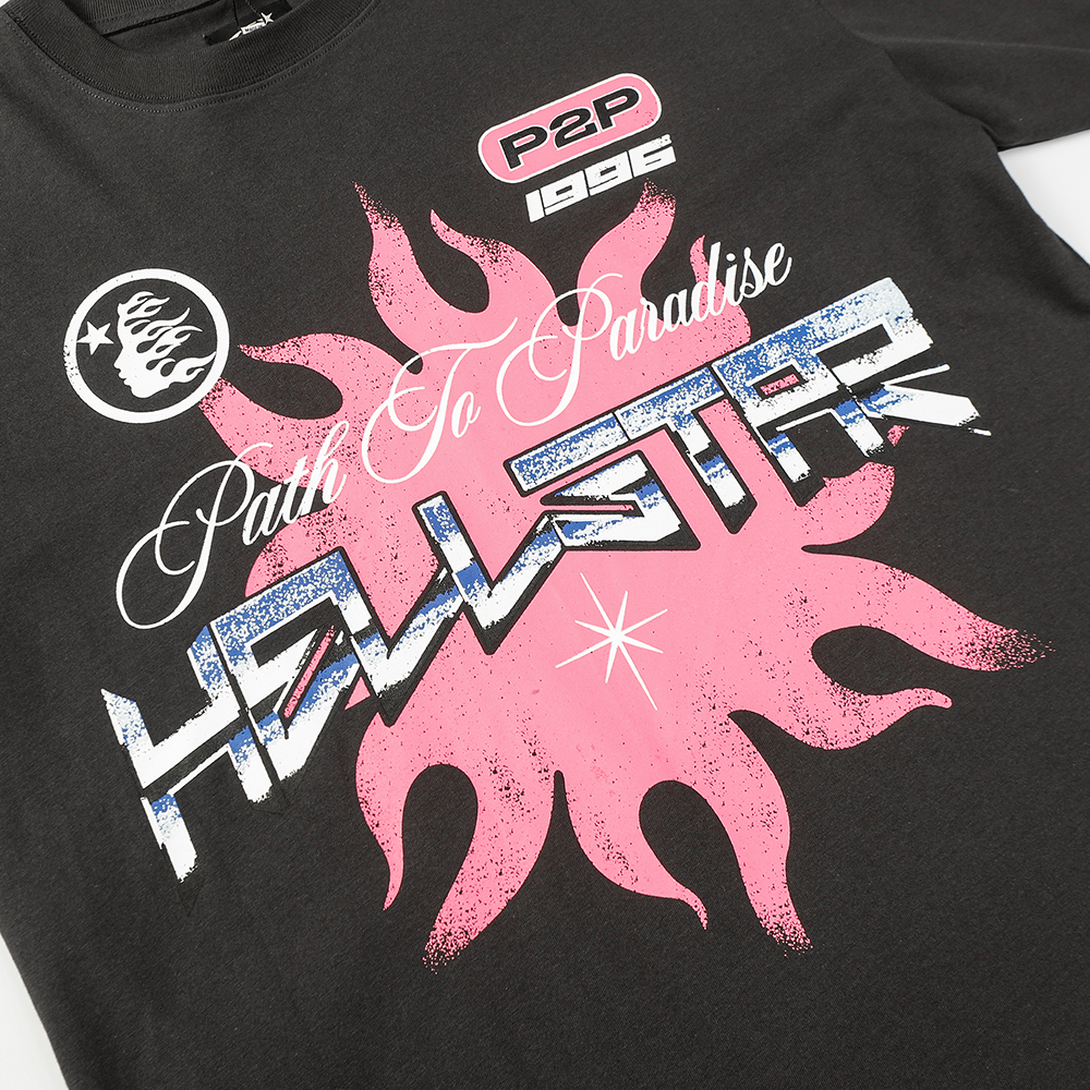 Hell star Spiritual Running print hip-hop short-sleeved T-shirt