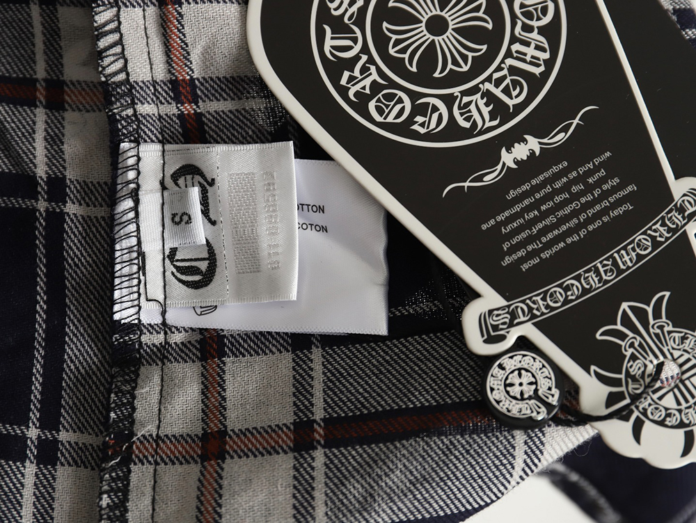 Ch**me He**ts all-over printed cuffs leather plaid shirt