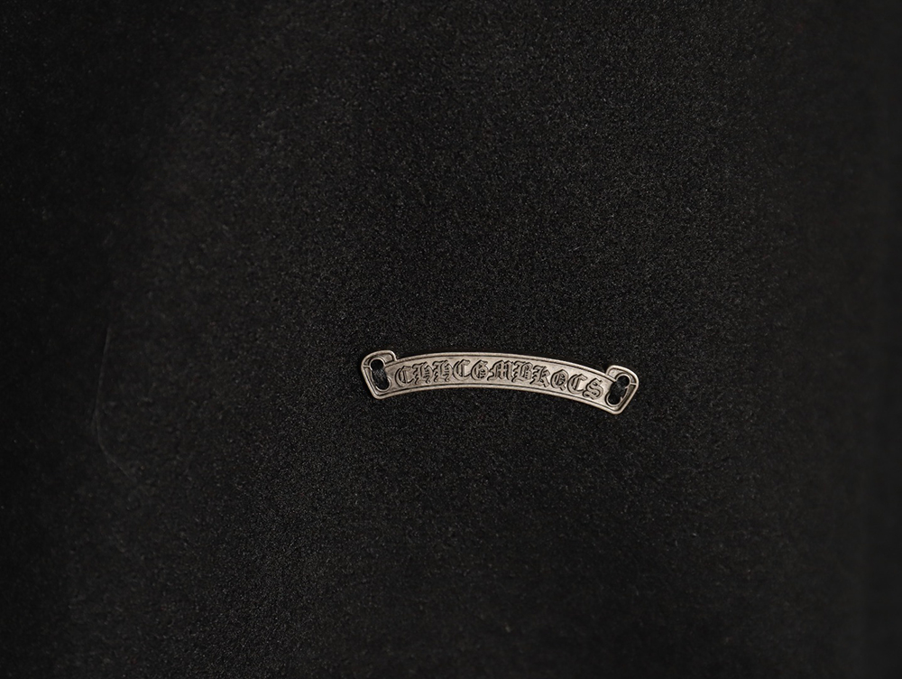 Ch**me He**ts cross-patch multi-label leather sleeve baseball jacket