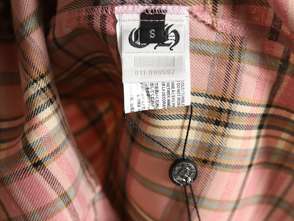 Ch**me He**ts all-over printed double-sleeved leather logo plaid shirt