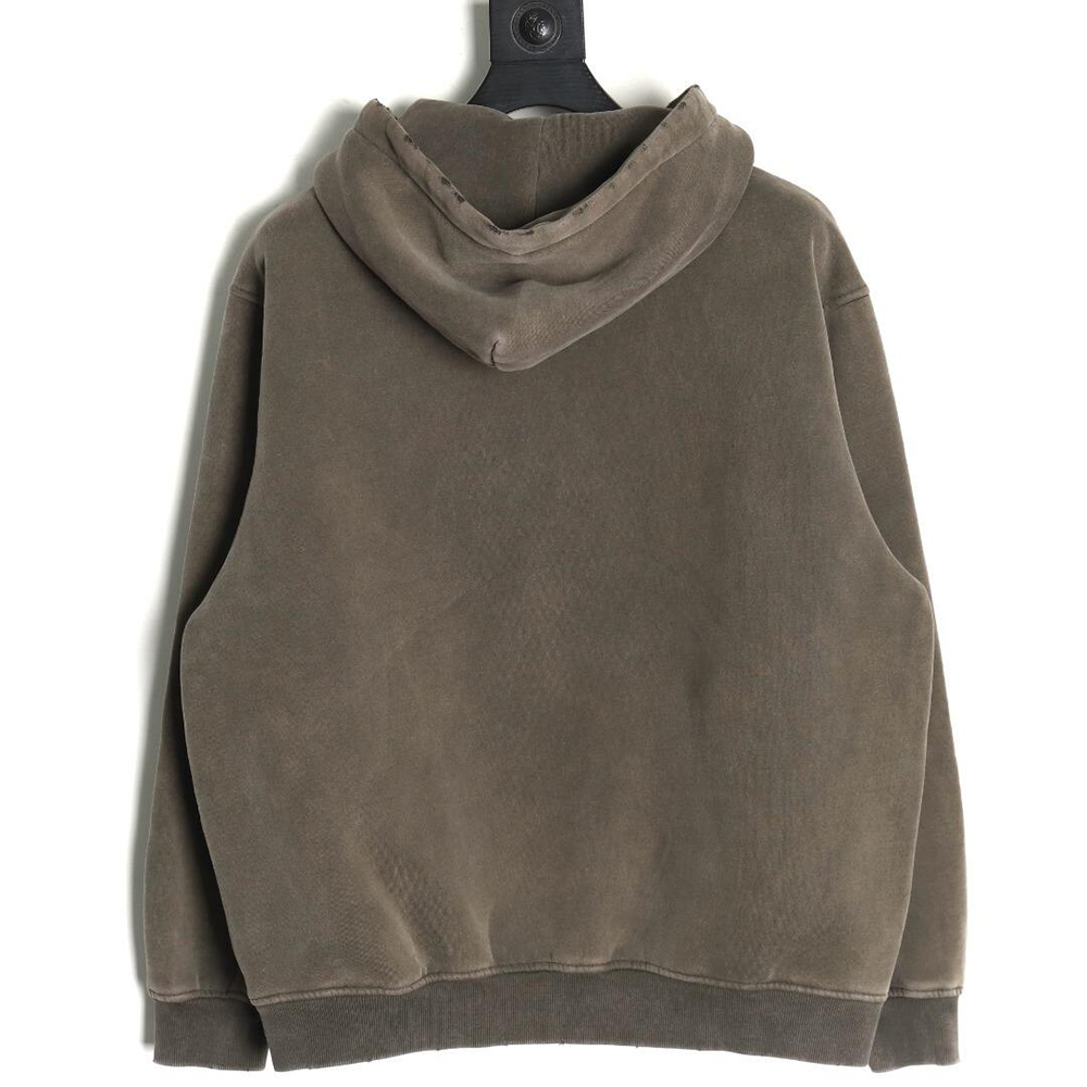 Ba*len*cia*ga "paris" letter print velvet hooded sweatshirt