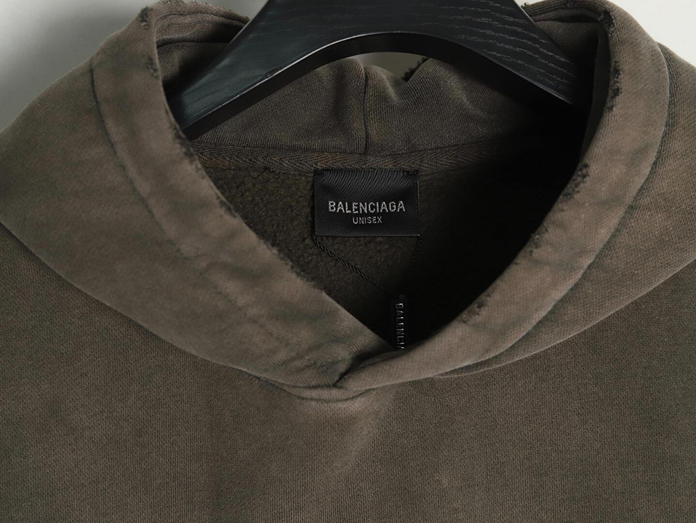 Ba*len*cia*ga "paris" letter print velvet hooded sweatshirt