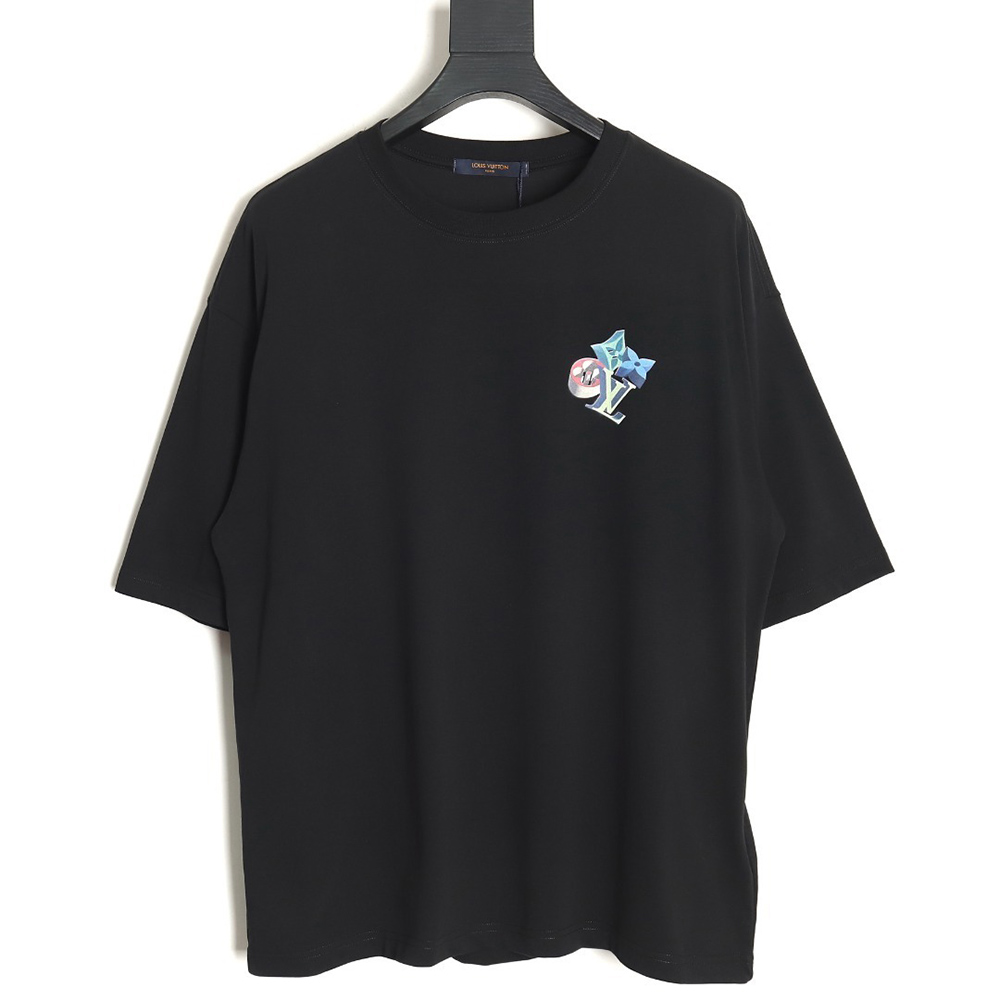 l0*is V*t0n 3d monogram pattern round neck short sleeves